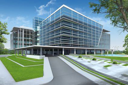 Modern glass office building served by commercial locksmith in Annapolis, MD